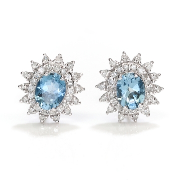 Show details for 14K White Gold Santa Maria Aquamarine & Diamond Earrings 14K White Gold Santa Maria Aquamarine & Diamond Earrings