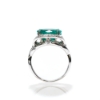 18KW Gold Emerald Solitaire Ring with Diamonds