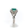 18KW Gold Emerald Solitaire Ring with Diamonds