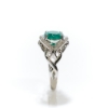 18KW Gold Emerald Solitaire Ring with Diamonds