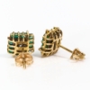 14K Yellow Gold Emerald Diamond Stud Earrings