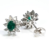 14K White Gold Natural Emerald and Diamond Halo Style Earrings