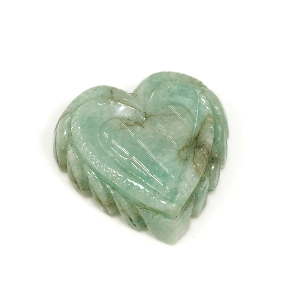 Natural Green Beryl Heart Shape Artisan Carved Gemstone 14.20 Carats