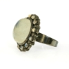 Rainbow Moonstone & Diamond Cabochon Halo Ring Size 6-1/2