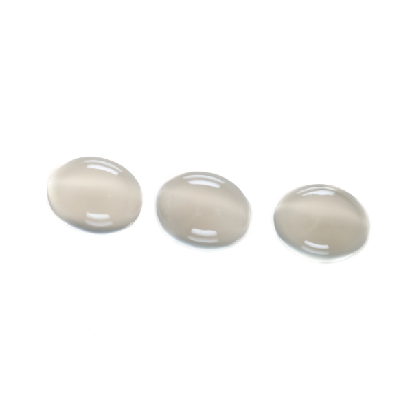 Natural Cats-Eye White Moonstone Cabochons 3 Piece Lot Chatoyant Gems