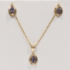 14k Yellow Gold Lab Created Alexandrite And Diamond Ensamble 