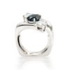 14K White Gold London Blue Topaz & Lab Grown Diamond Ring Size 6-1/2