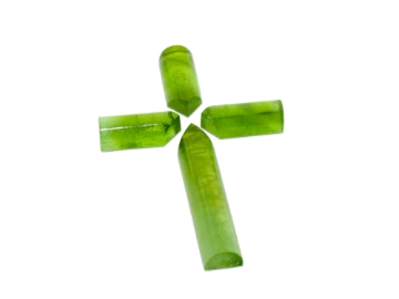 Show details for Natural Peridot Gemstone 4 Piece Cross 66.77 Carats Natural 66.77ct. 60x40mm Peridot Gemstone Cross Custom Cut in Germany
