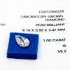 Pear 1.02ct. VS2 G Lab Grown Loose Diamond IGI Cert# LG13366228