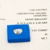 Heart 1.01ct. VS1 G Lab Grown Loose Diamond IGI Cert# LG610307863