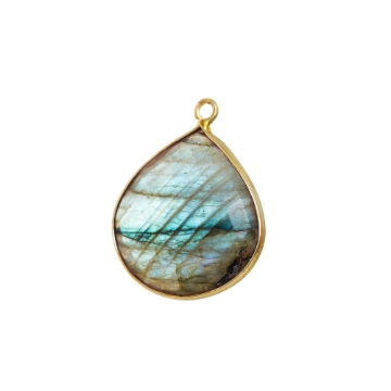 Show details for Yellow Plated Pear Shaped Labradorite Pendant Labradorite Pear Shaped Pendant